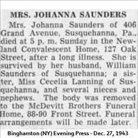 Saunders, Mrs. Johanna